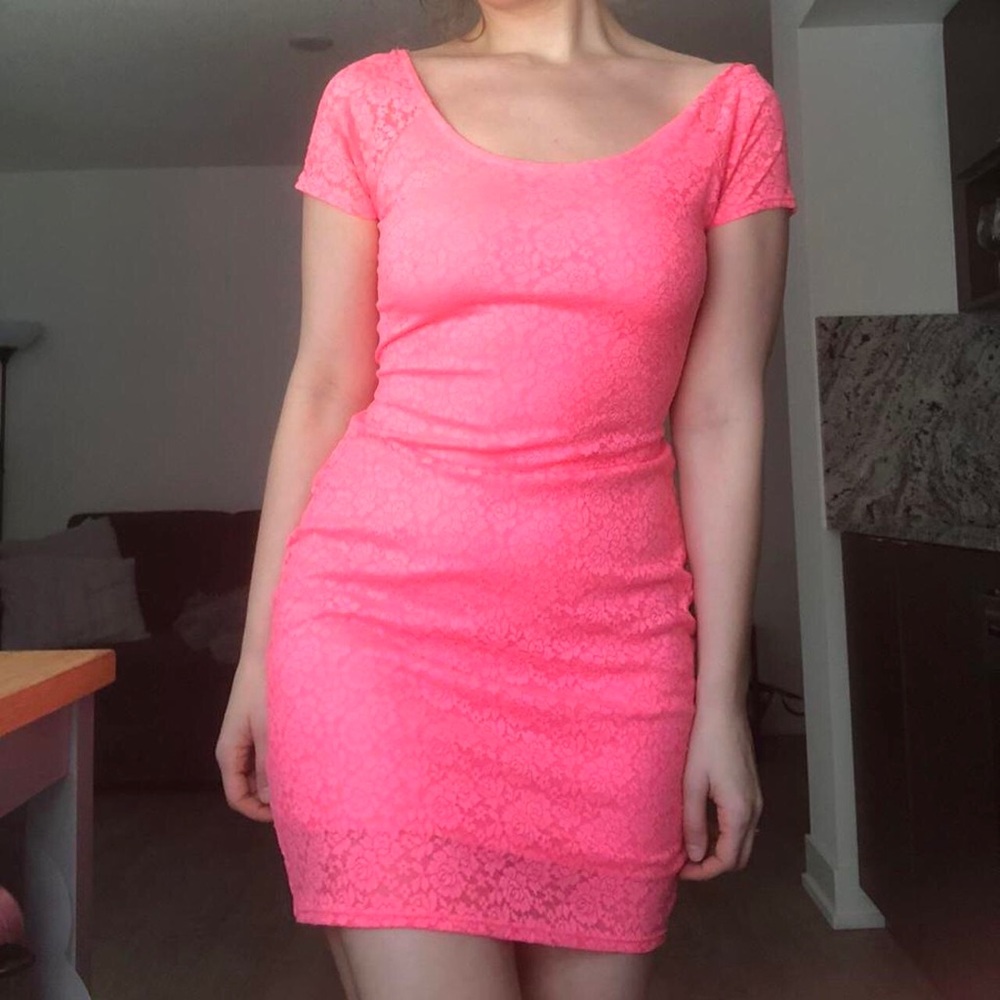 Neon pink bodycon dress